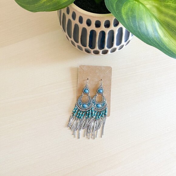 🌿 BOHO Blue Earrings - Picture 2 of 2